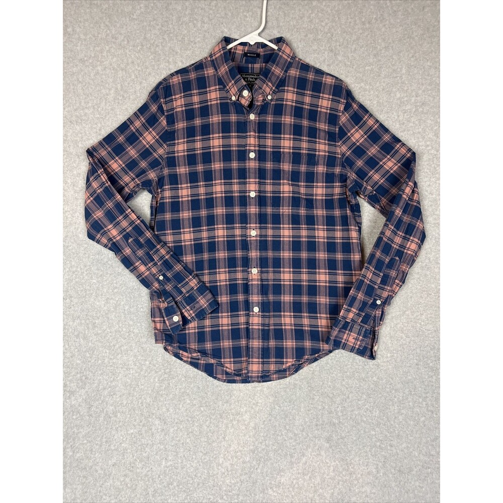 Abercrombie & Fitch Shirt Men's Medium Plaid Button Up Muscle Long Sleeve